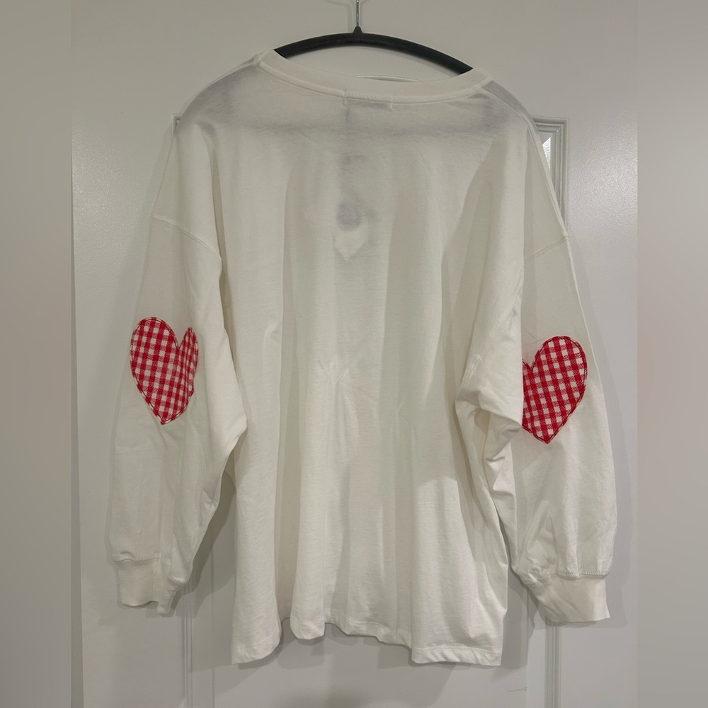 NWT Daydreamer Gingham Heart Patch Long Sleeve Top - Picture 5 of 8